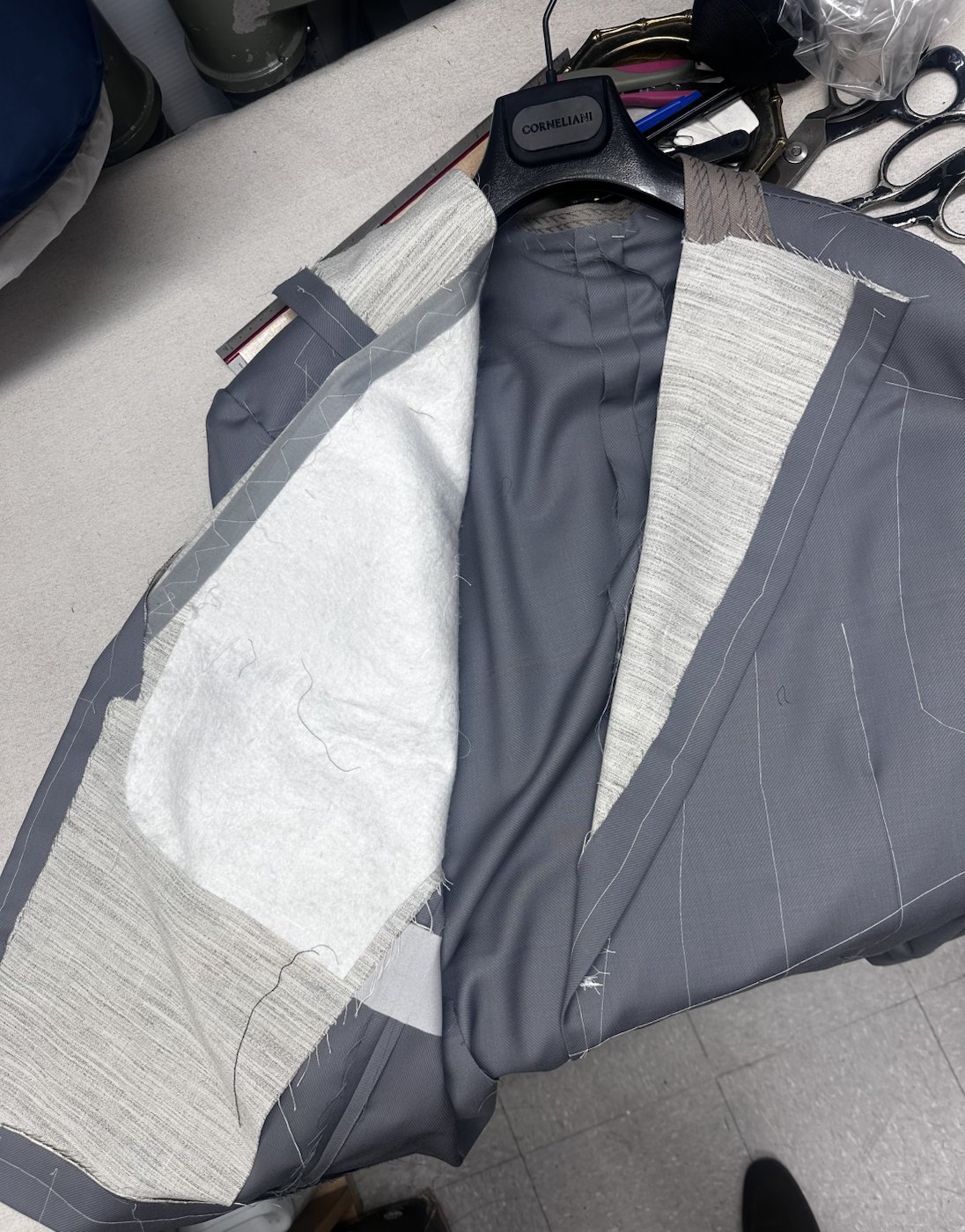 Open jacket showing internal construction layers.